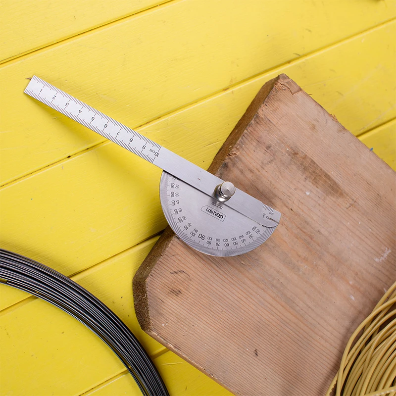 150mm Protractor Metal Angle Ruler Woodworking Measuring Ruler 180 Degree Stainless Steel Angle Gauge Rotary Measuring Tool 1Pcs