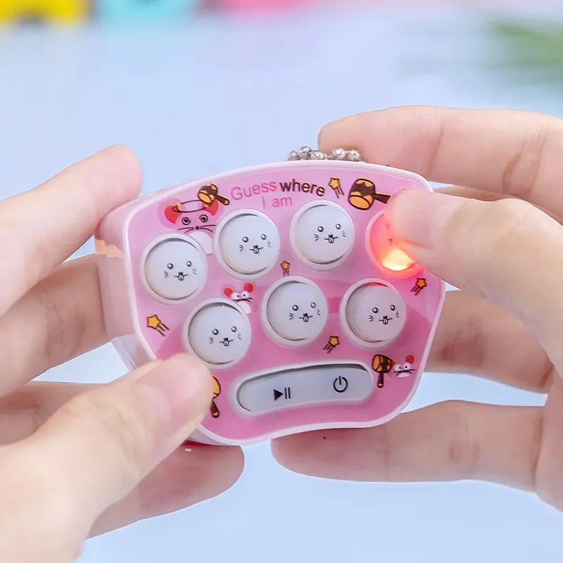Pink Green 2 Pcs Parent-Child Interactive Mini Console Keychain Handheld Game Hand-in-Hand Whack-a-Mole Game Machine
