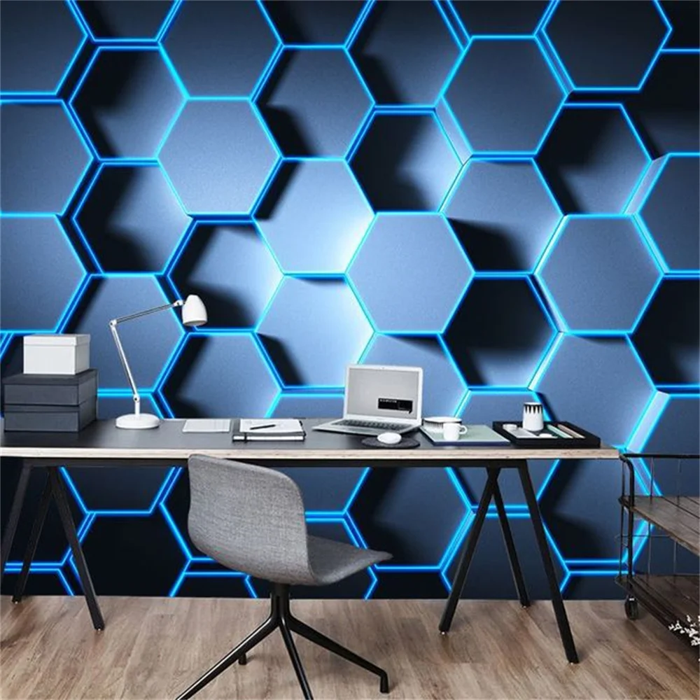 Papel de Parede Geométrico 3d para Salon Mural Personalizado Papel de Parede Ktv Cabelo