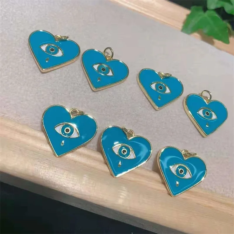 2Pcs Colorful Heart angel eyes pendant,color plating charm jewelry,fashion jewelry pendant Necklace 2Pcs Colorful Heart angel e
