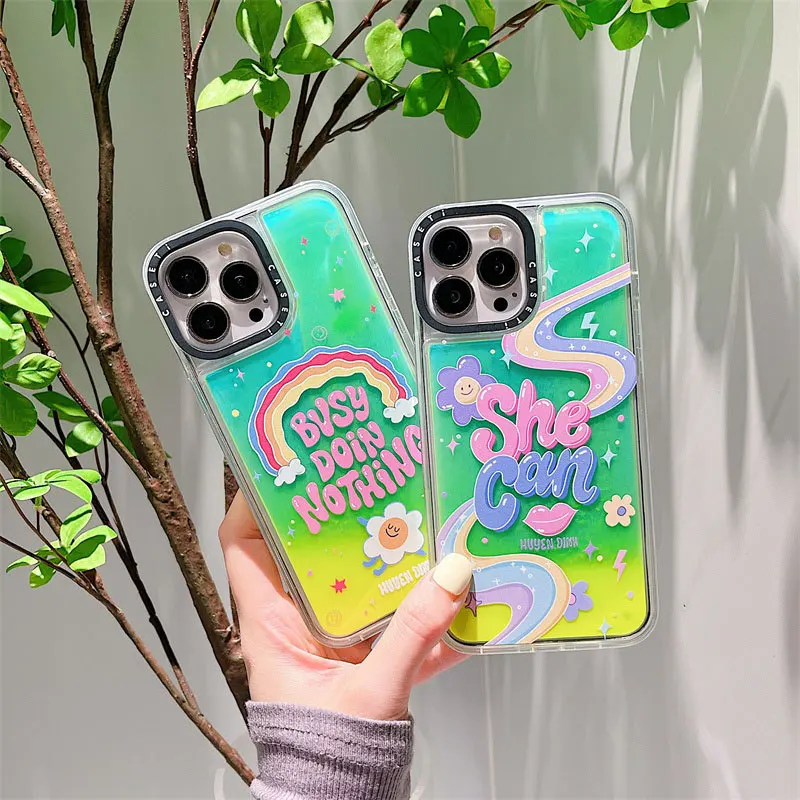 

Graffiti Glow Rainbow Letter Phone Case Cover for IPhone 11 12 13 14 Pro Max Case for IPhone 14 Pro Max