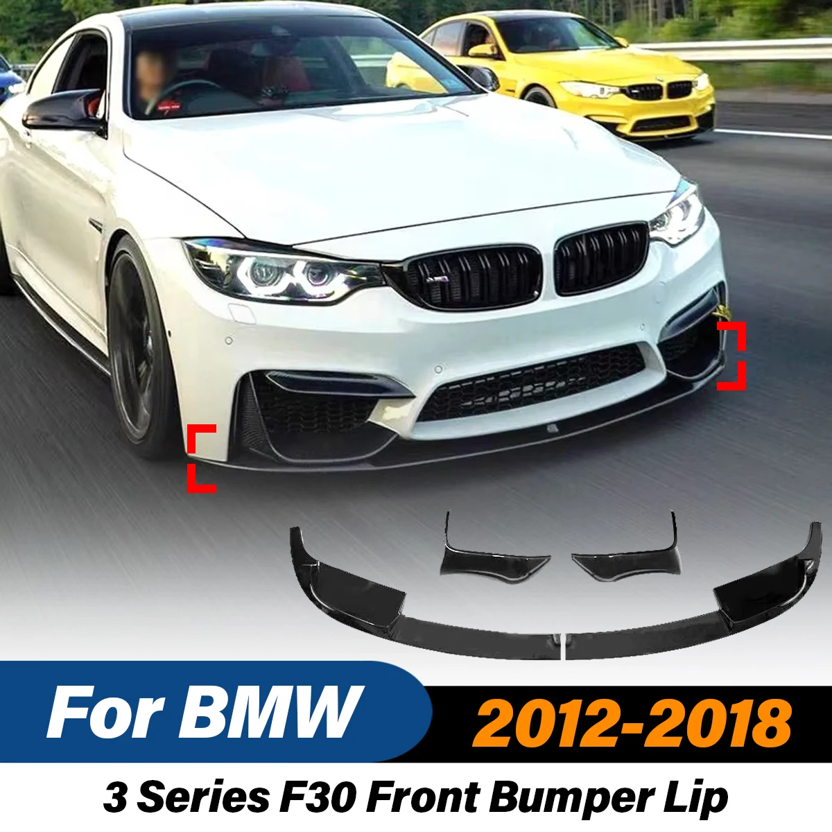 For BMW 3 Series F30 2012 2013 2014 2015 M3 M4Style Front Bumper Lip Spoiler Diffuser Guard Protector Car BodyKit Car Exterior Accessories