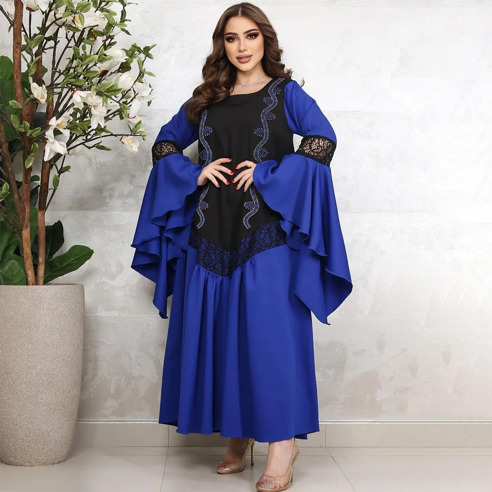 

Jalabiya Dresses Middle East Abaya Women Kaftan Lace Muslim Eid Robe New Party Dress Ramadan Abayas Caftan Elegant Vestidos