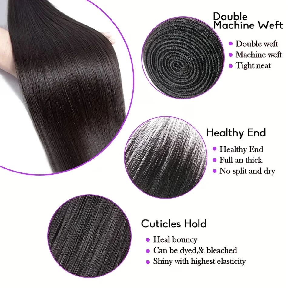 16A Human Hair Brazilian Raw Virgin Unprocessed Extensions Bone Straight 1 2 3 4 Bundles Double Weft Bulk Braiding Hair 4