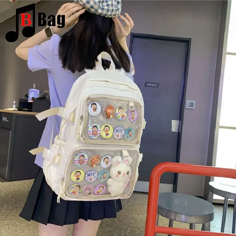 Gothic transparent ita bag light simple middle school backpack Korean version of leisure large capacity Japanese ins small fresh