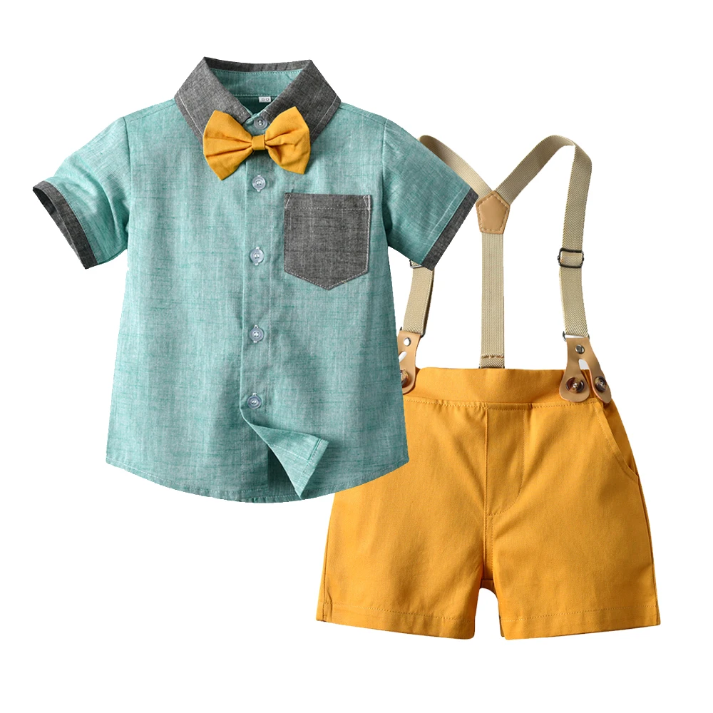 

Kids Boy Costume Clothes Birthday Party Dress Children Formal Bowtie Suspenders Suit Outfit Child Clothing Set 1 2 3 4 5 6 Years