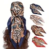 1pcs Women's Leopard Print 90 Silk Scarf Imitation Silk Fashion Trend Leopard Print Multi-color Stitching Large Square Scarf 1