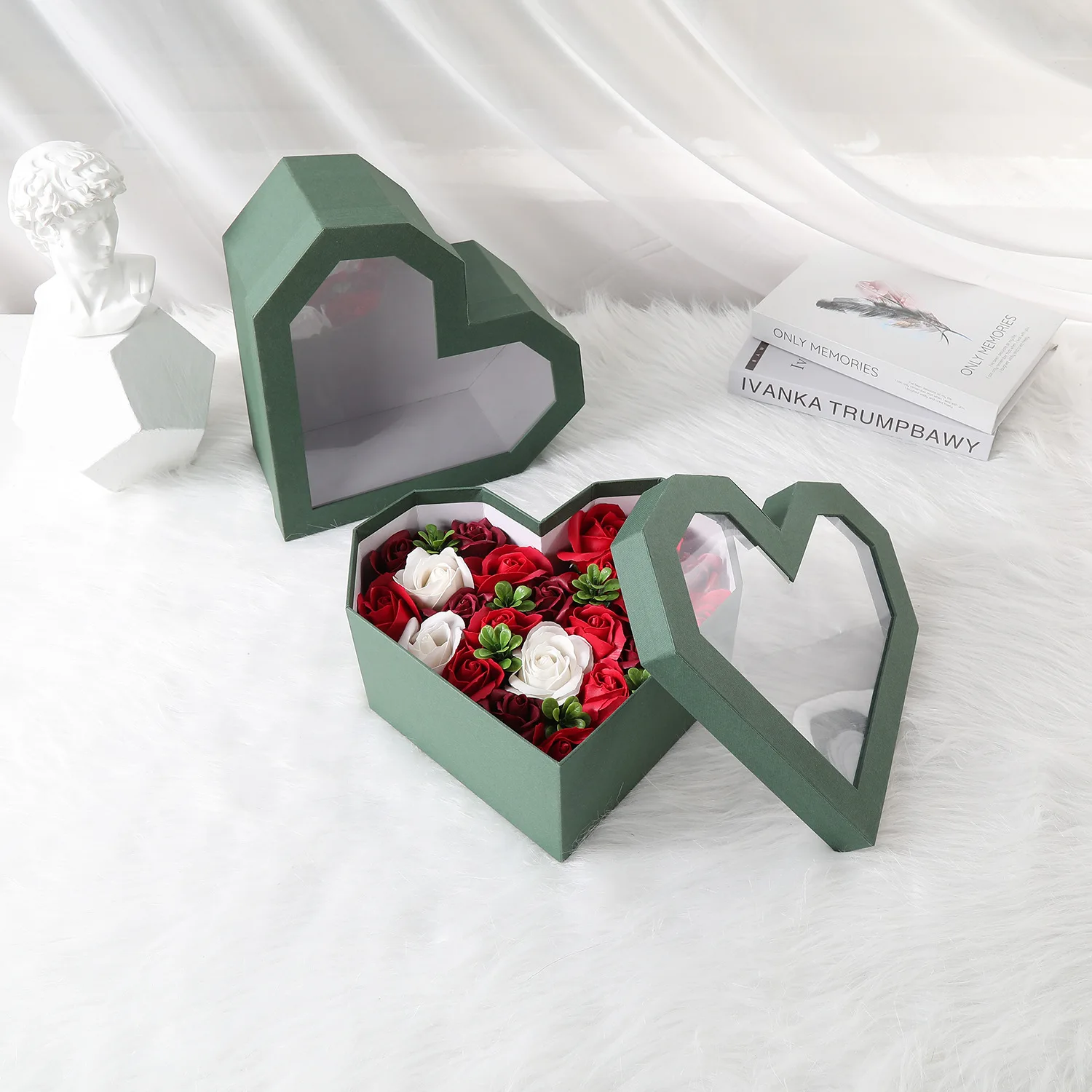  3 juegos de cajas en forma de corazón para flores, cajas de  regalo para el Día de la Madre con tapas de ventana transparentes para  arreglos florales (rojo) : Salud y