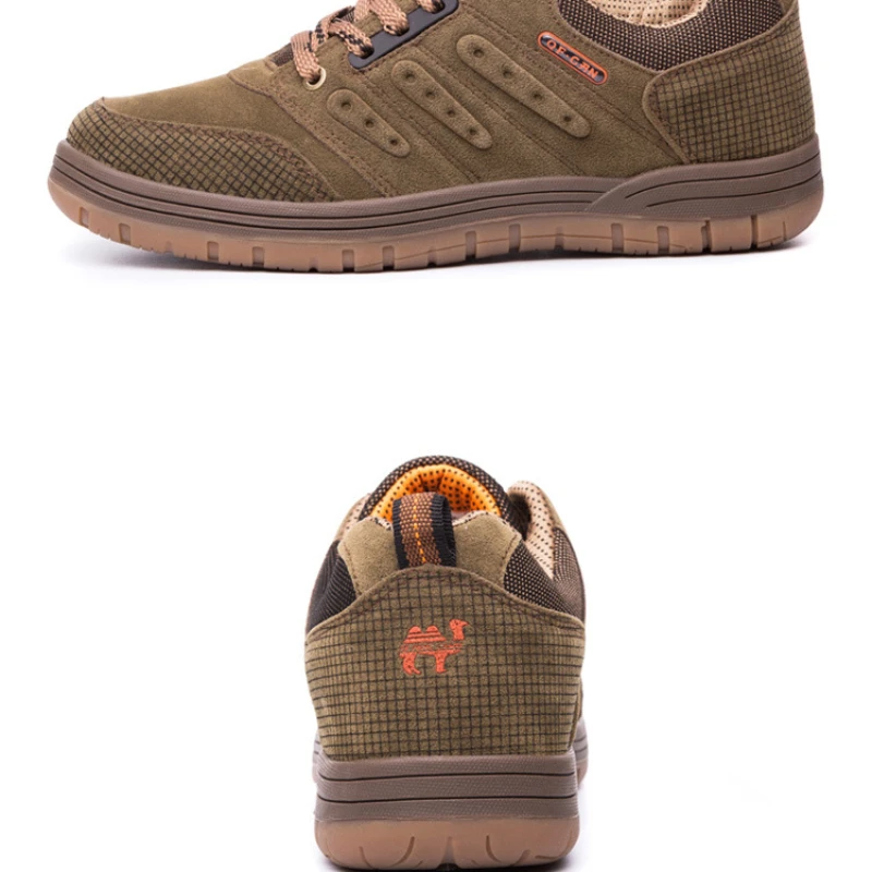 New Classic Style Men's Hiking Shoes Lace-up Men Genuine Leather Casual Shoes Wear-resistant Outdoor Jogging and Hiking Sneakers