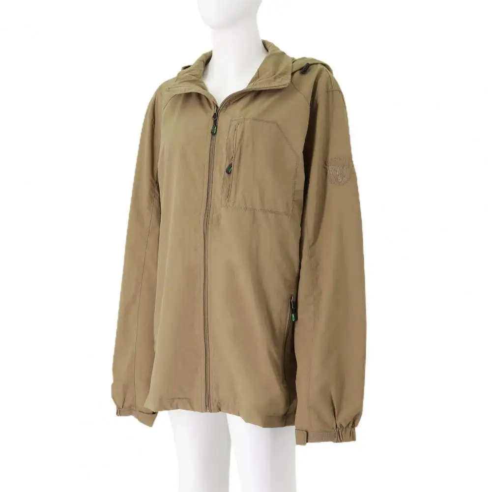 

Men Spring Autumn Jacket Stylish Men's Windproof Sport Jackets with Hood Pockets for Spring Autumn Seasons Solid Color Cargo