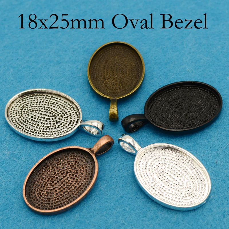 500 Pcs 18x25mm Pendant Blanks Wholesale Silver Bronze Copper Pendant Bezel Blank Setting For
