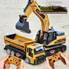 2.4g Remote Control Toys Alloy Simulated Sound And Lighting Excavator Bulldozer Engineering Vehicle Rc Trucks Gifts For Children 3