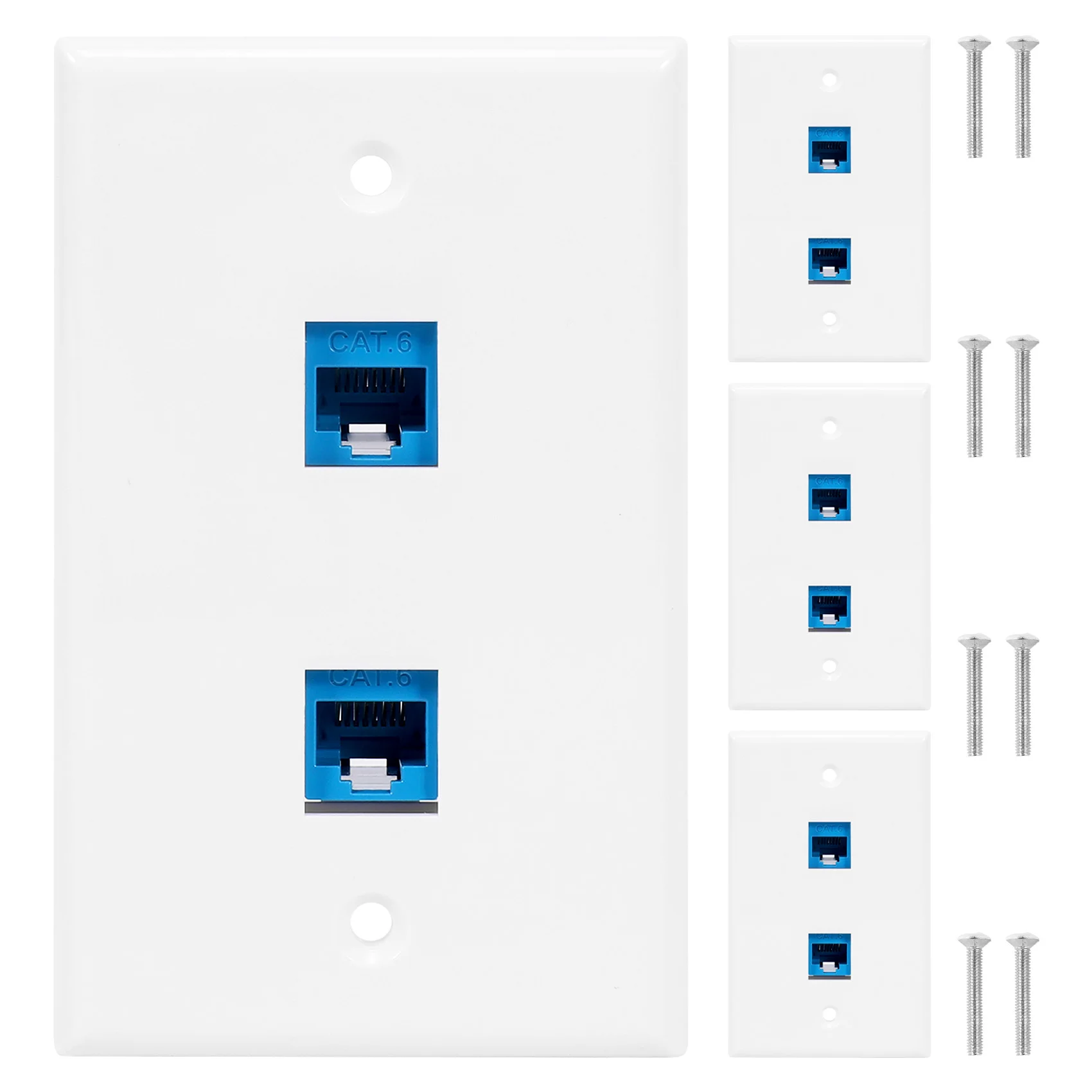 

4 Pieces 2 Port Ethernet Wall Plate, RJ45 Cat6 Female to Female Jack Inline Coupler Face Plates