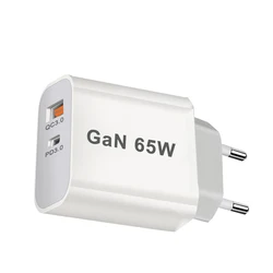 65W Universal Fast Charging Dual - Port Charger with USB - A and USB - C Ports - EU Plug