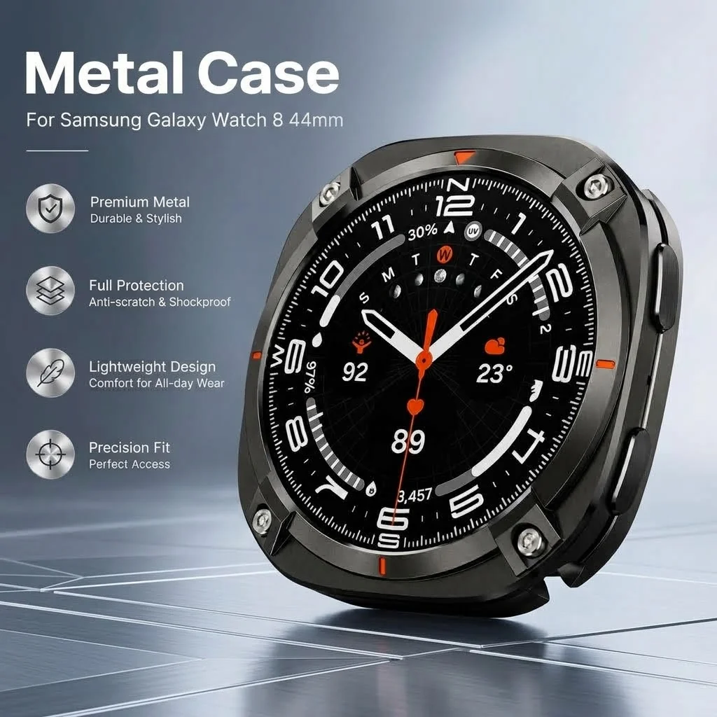 Rugged Metal Armor Shockproof Smartwatch Case - Full Protection Cover