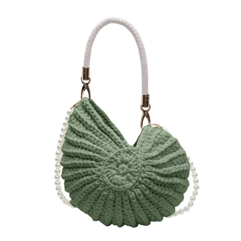 ตัวเลือกสินค้า Conch Shellถักโครเชต์Crossbodyไหล่กระเป๋า,Pearl Chain Handmadeทอกระเป๋าผู้หญิง,Elegantที่ละเอียดอ่อนน่ารักกระเป๋าขนาดกะทัดรัด