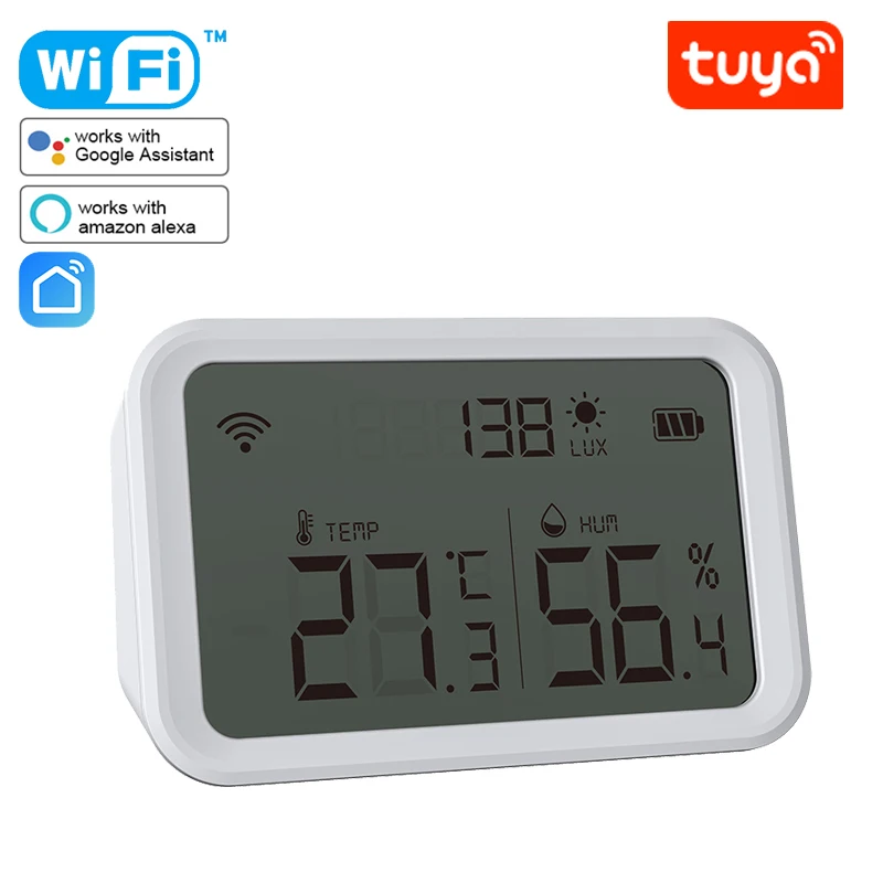 Tuya WIFI Zigbee Temperature Humidity Sensor And Lux Detector With LCD  Screen Works With Google Assistant and Tuya Zigbee Hub - AliExpress