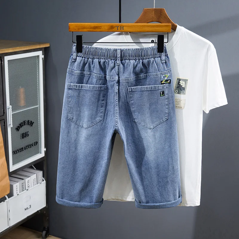Large size denim shorts men's summer thin section trend casual outerwear 10XL 8XL 9XL points pants tide brand plus size shorts