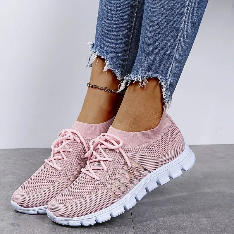 Baskets Montantes Femme Sneakers Running Respirantes Athlétique Air  Athlétique Respirantes Confortable Léger Basket Basse Slip-on Chaussure  Chaussures