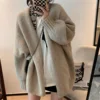 Women Fashion Knitted Cardigan Latern Sleeve Baggy Loose Sweater Coat Fall Winter Spring Coat Solid Chic Tops Casual Cardigans 1