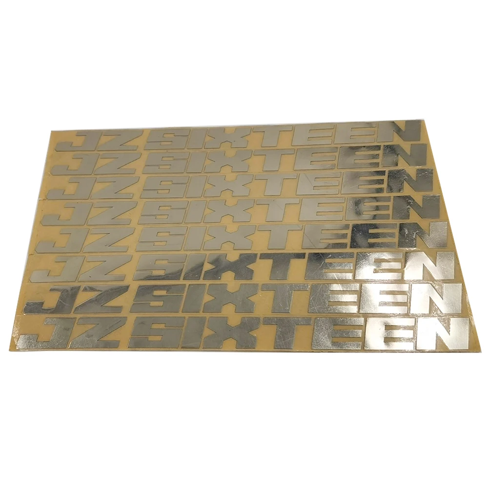 맞춤형 디자인 방수 금속 효과 라벨 중공 로고 텍스트, 3D 입체 광택 실버 금속 전사 스티커, 100 개