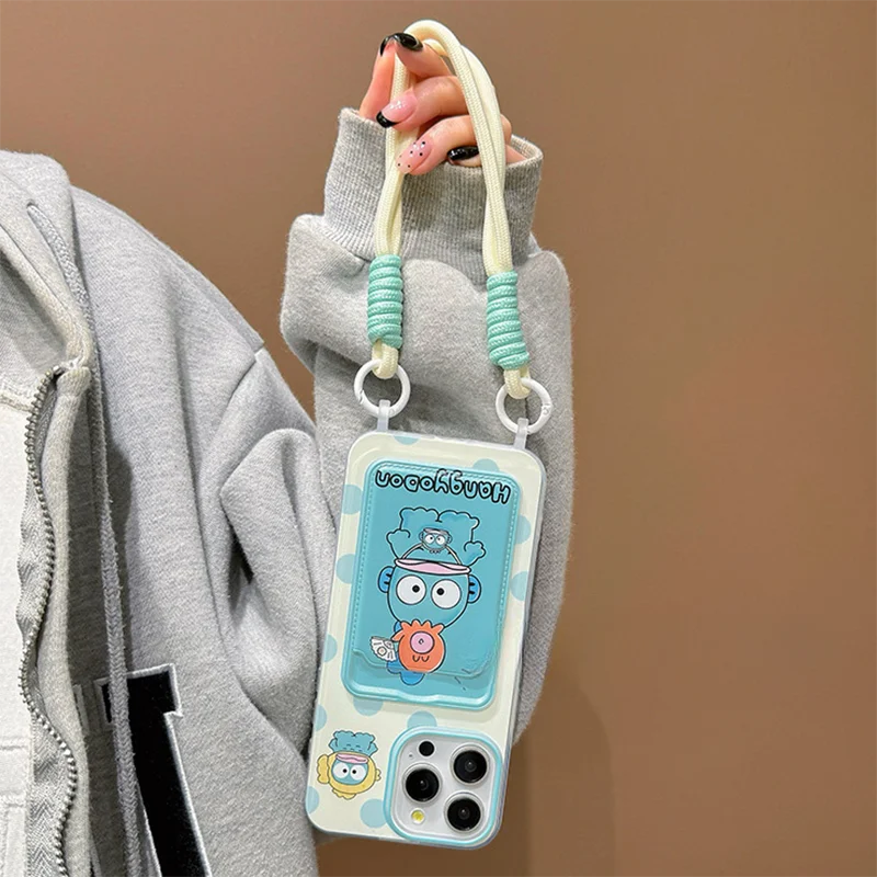 Hangyodon Fish Card Holder Cartoon Phone Case for iPhone 17 Pro Max 16E 14 15 Plus 13 Mini 11 12 Pro X XS XR 7 8 SE With Lanyard