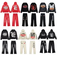 2025 Spring New Autumn/Winter Wash Water Printed High Quality looped Cotton Hoodie Set for Men and Women 2