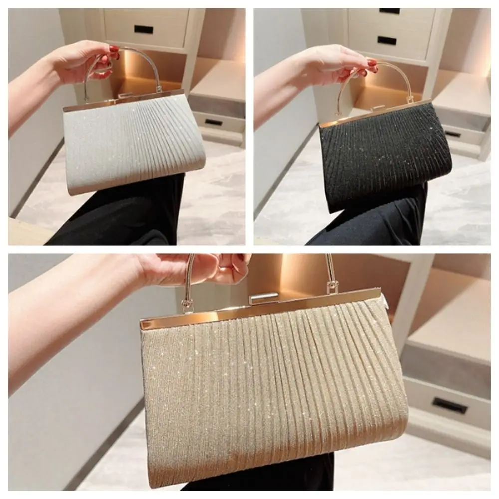 

New Shell Clutch Bag for Women Shiny Pleated Luxury Handbag Wedding Party Shoulder Bags Lady Dinner Banquet Clutches