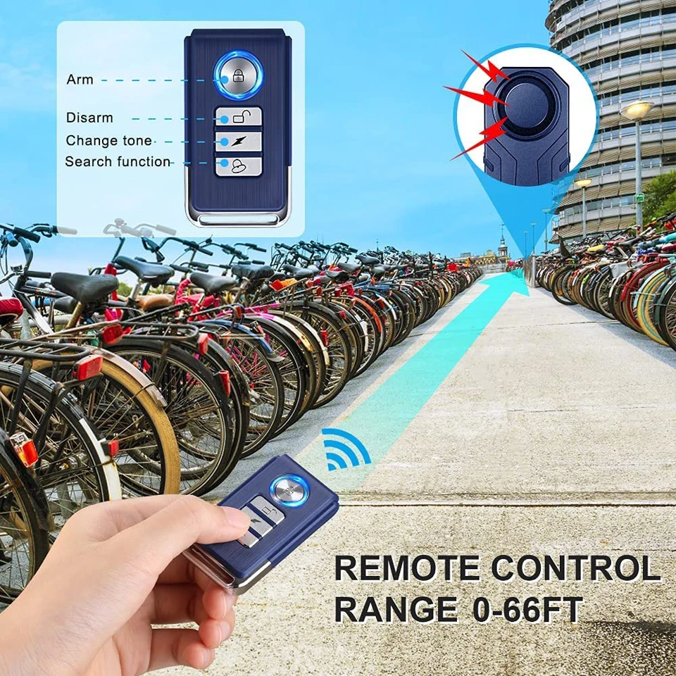 Elecpow Remote Control Bike Alarm Waterproof Motorcycle Electric Bicycle Security 113dB Anti Lost Vibration Warning Alarm Sensor