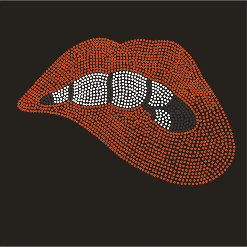 

Rhinestone Iron On Transfers Garment Crystal Stickers Custom Lips Patches For Clothing Hot-Fix Strass Appliques Bright Badge