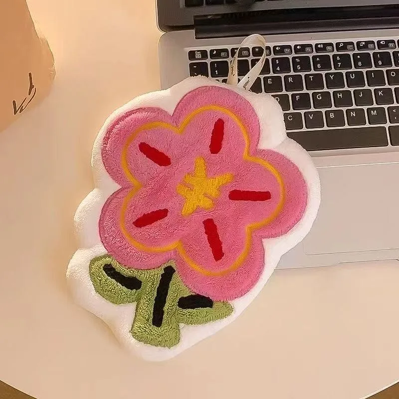 New Flower Shape Hand Towel Super Absorbent Cleaning Cloth Bathroom Kitchen Hanging Hand Wipe Thicken Handkerchief Dishcloth LIJ