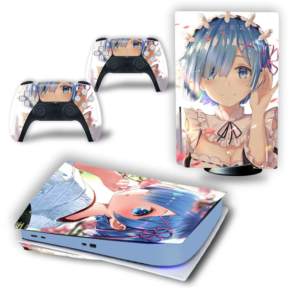 Adesivo Skin Per Console E Controller Ps5 Per Ragazze Anime Rem Japnesi Ps5 Vinile Ps5 Disk Edizione Digitale