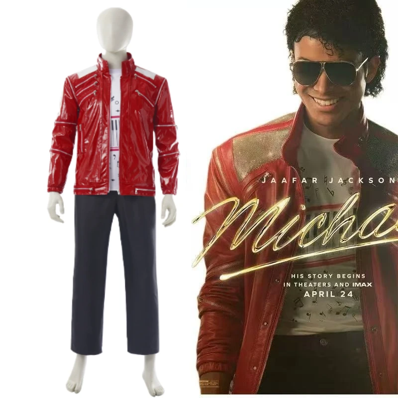 Punk Red Zipper Michael Jackson Cosplay Costume MJ Beat It Jacket Casual Costume America Fashion Style Outwear