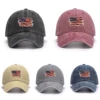 American Flag Print Washed Baseball Hat, The Stars and Stripes Mesh Hat Sun Visor Adjustable Buckle Lightweight Adjustable Strap 6