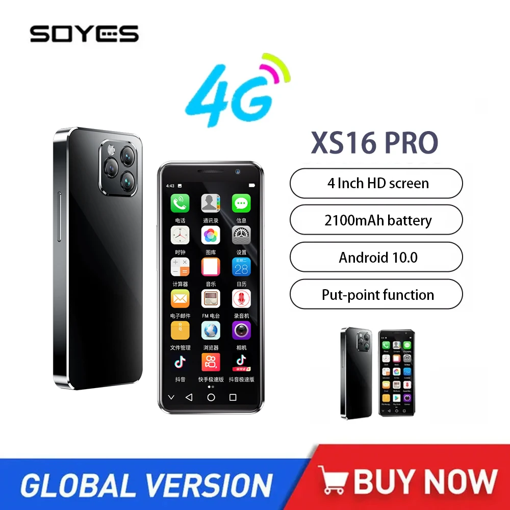 Soyes Xs16 Pro Mini Smartphone Mtk6762 Octa Core 4Gb + 128Gb Andriod 9.0 Cellulare 2100Mah 4G Supporto Di Rete Otg Wifi Hotspot