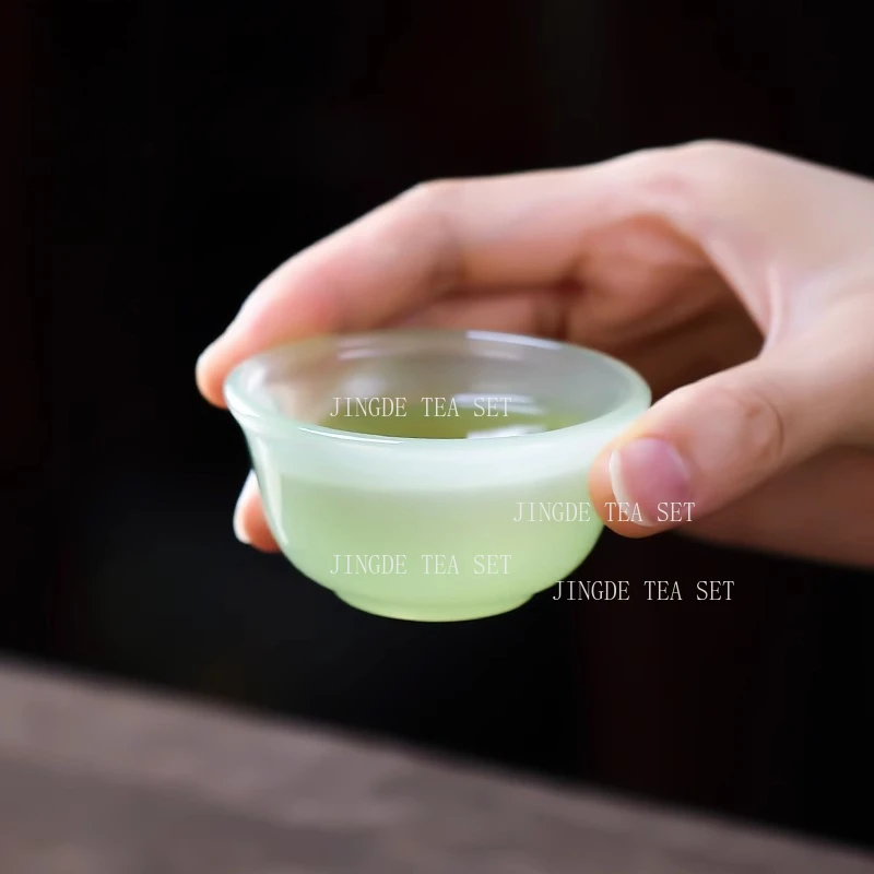 6pcs Celadon Jade Porcelain Teacup Household High-end Tea Cup Set Chinese Style Glass Hospitality Cup Drinking Utensils Tea Set