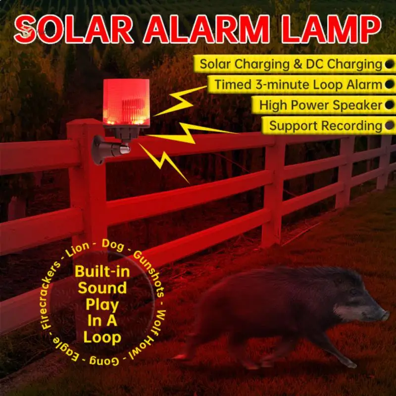 

Environmental Protection Warning Device Solar Charger Alarm Energy Conservation Waterproof Solar Alarm Light Animal Repellent