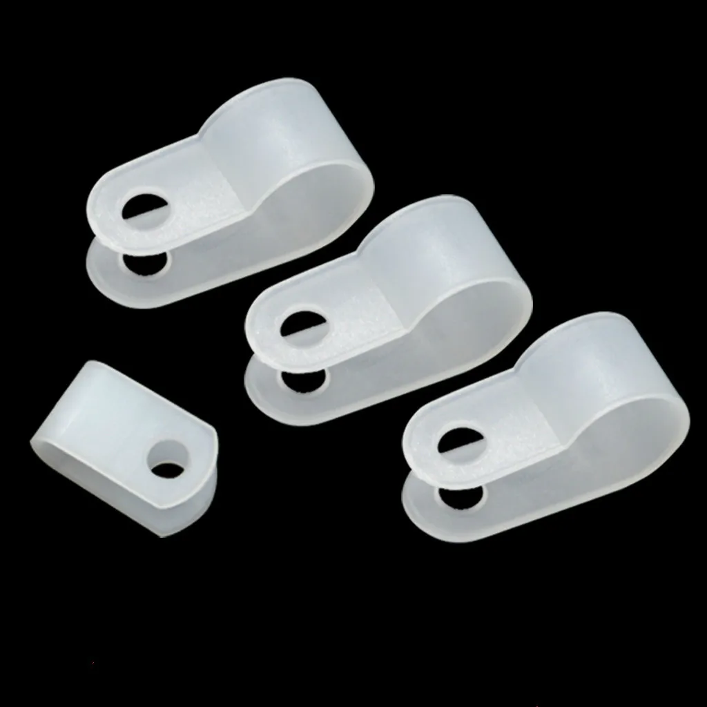 100PCS/lot Plastic P Clips Hose Cable Fasteners