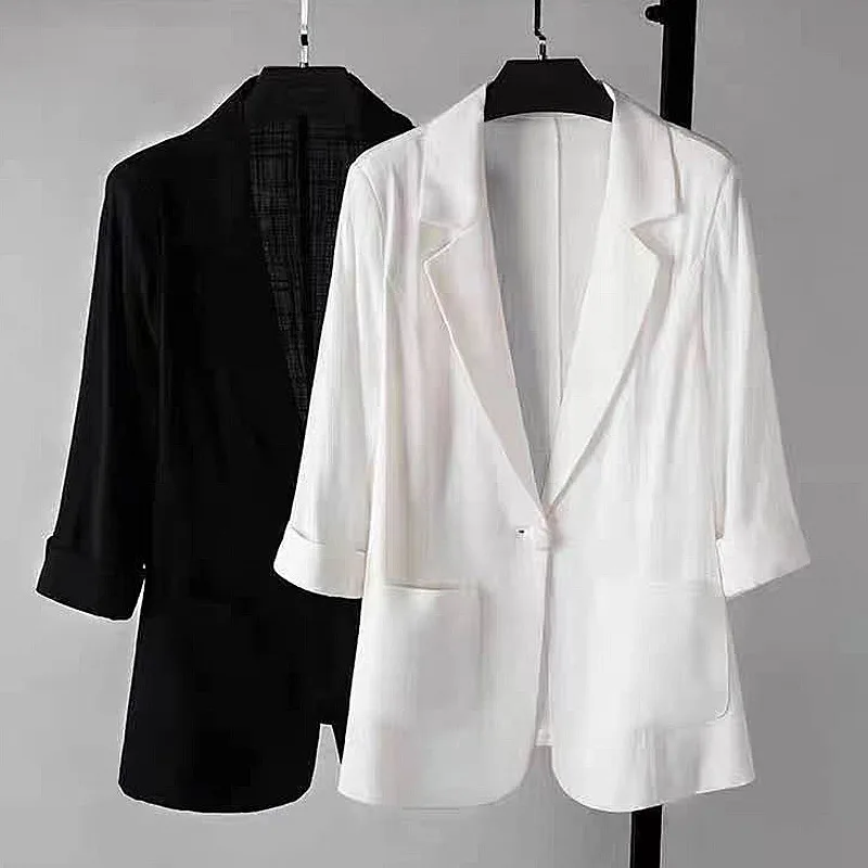 

Cotton Linen Blazer Women 2022 Spring Summer Thin England Style Casual Fashion Blazer Women Jacket Coat