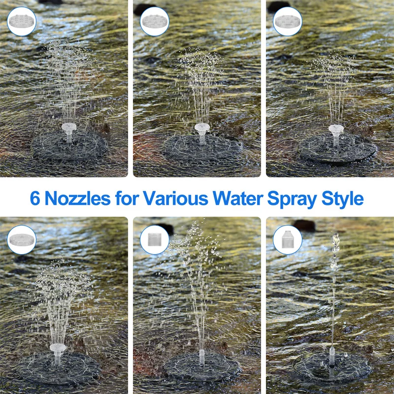 Solar Fountain Solar Fountain Pump Water Fountain Garden Pond Fountain Solar Water Pump Bird Bath Solar Fountain Outdoor Floating Solar Garden Water Fountain