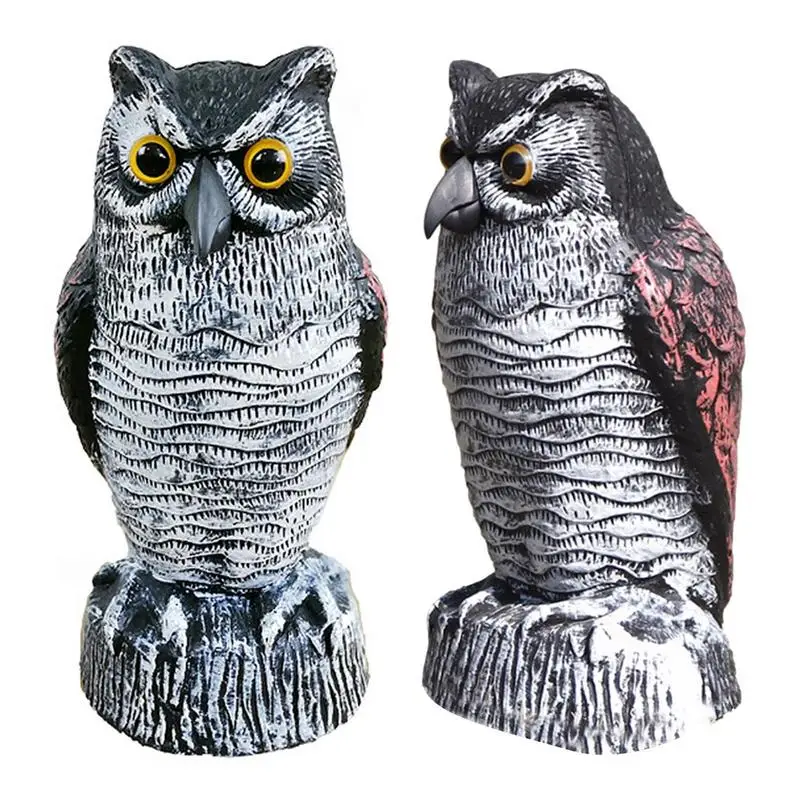 

Fake Owl Decoys Statues Frighten Birds Owls Figurine Realistic Bird Scarer Owl Prowler Decoy Pests Control Scarecrow For Garden