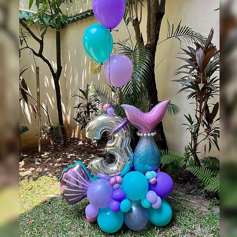 

38pcs Mermaid Balloon Garland Kit Mermaid Tail Arch Party Supplies With Purple Green Confetti Globos for Mermaid Birthday Party