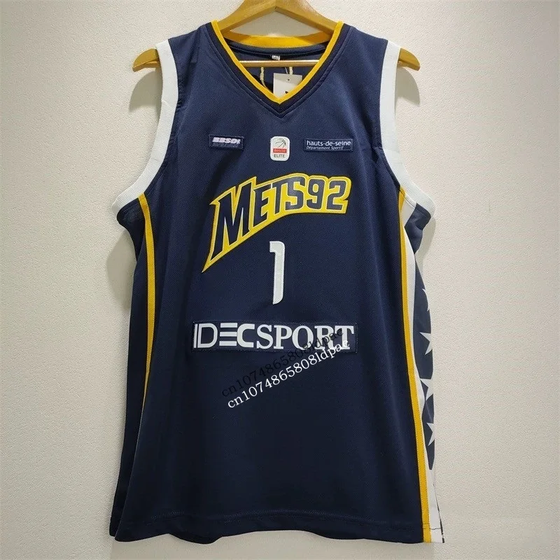Basketball Jerseys Basketball Jersey Men Oversize Metropolitans 92 1 WEMBANYAMA Sewing Embroidery Athletic Sports High Street Hip Hop Sportswear