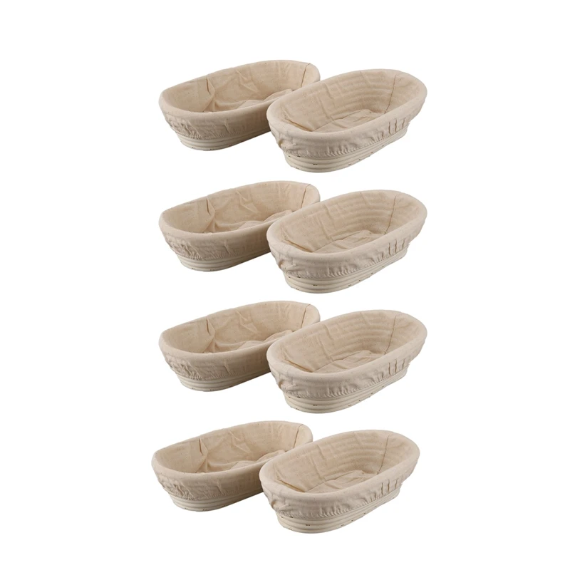 

8Pcs 25Cm/10 Inch Bread Basket Rattan Proofing Basket Liner Round Oval Fruit Tray Dough Food Storage Container