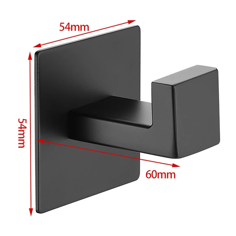 Self Adhesive Black Towel Hook 304 Stainless Steel Towel Hook Bathrobe Coat Bathroom Accessories
