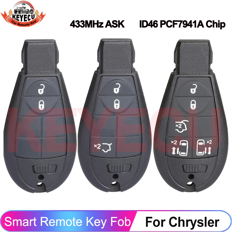 KEYECU 433MHz ID46 M3N5WY783X Für Chrysler 300C Für Dodge Grand Voyager Für Jeep Commander Grand Cherokee Smart Remote Fobik Schlüssel