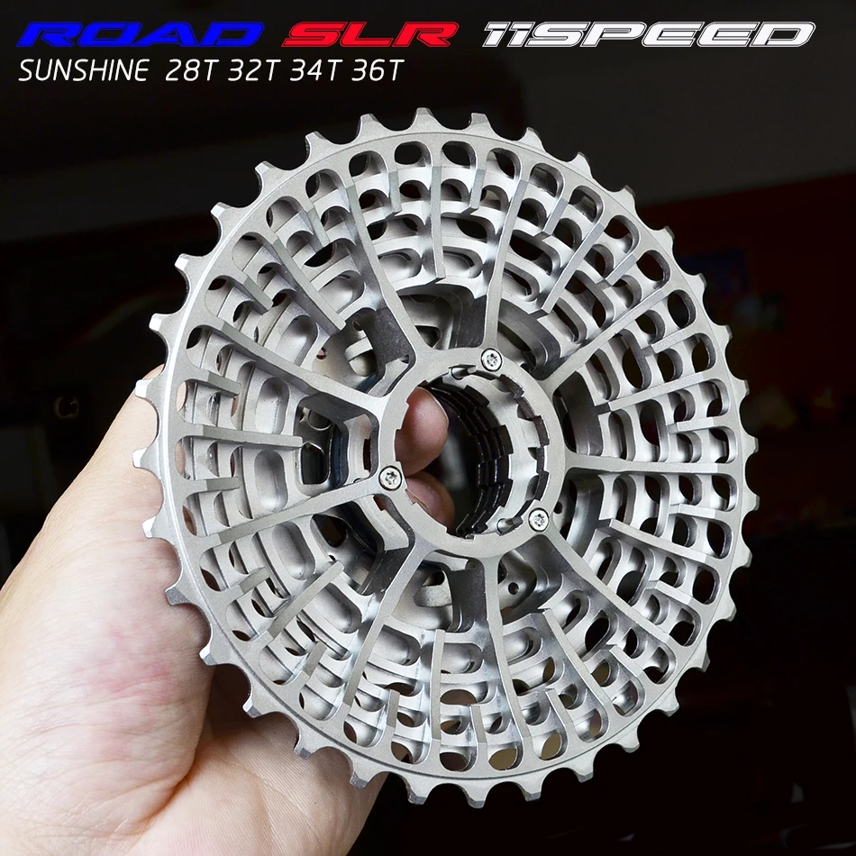 GOLDIX SUNSHINE Ultralight Road Cassette 11S/12Speed Bicycle Freewheel 28T/32T/34T36T CNC Hollow Out Flywheel HyperGlide System