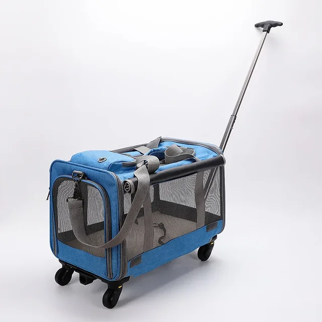 Portable Pet Carrier with Wheels, Double Compartment Cat Carrier for 2 Large Cats, Rolling Cat Carrier for Two Cats,Pet Carrier. 1