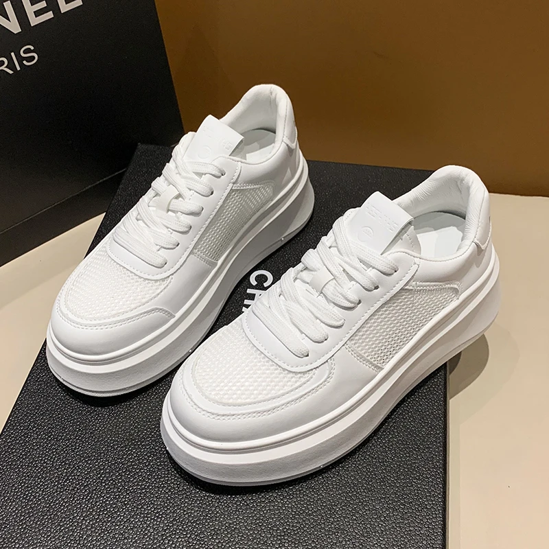 Thick Sole Small White Shoes for Women 2023 New Summer Hollow Breathable Casual Women's Shoes Versatile Lightweight