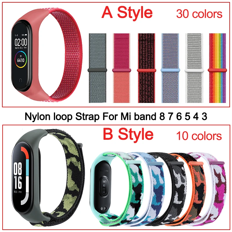 Strap for Xiaomi Mi band 7 6 5 4 Nylon Loop band Sport smartwatch Belt  pulsera correa xiaomi Wristband for Miband 6 5 7 Bracelet